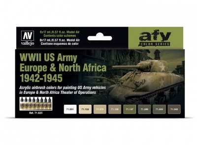 Набор красок WWII US Army Europe & North Africa 1942-1945 для аэрографа, 71.625