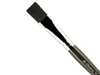Плоская кисть "Художник" № 16 (16 мм), чёрная щетина, длинная ручка