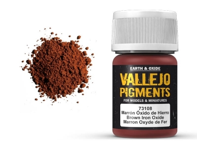 Vallejo Pigment Brown Iron Oxide, 73.108, Коричневый железоокисный, 35 мл