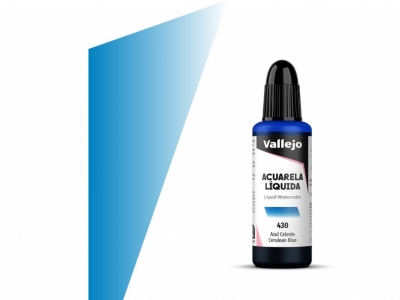 Vallejo Acuarela Liquida, 33.430, Cerulean Blue, Лазурно-голубая, 32 мл