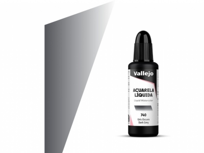Vallejo Acuarela Liquida, 33.740, Dark Grey, Тёмно-серая, 32 мл