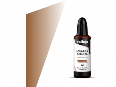Vallejo Acuarela Liquida, 33.640, Deep Brown, Тёмно-коричневая, 32 мл