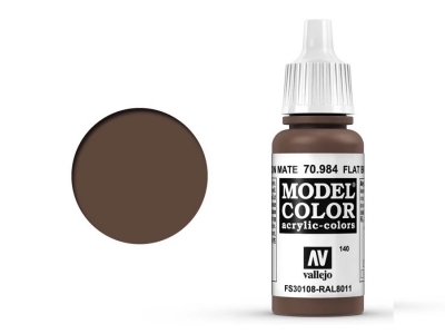 Vallejo Model Color, 70.984, Flat Brown, Тусклый коричневый, 17 мл