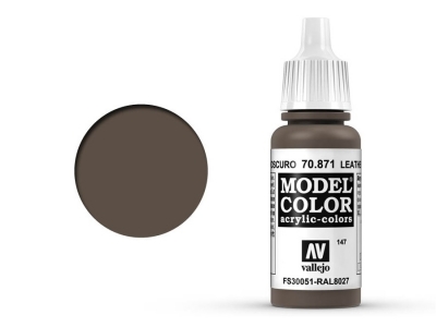 Vallejo Model Color, 70.871, Leather Brown, Коричневая кожа, 17 мл