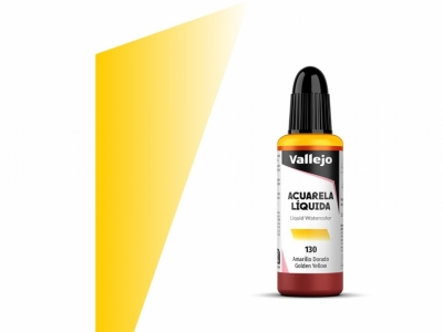 Vallejo Acuarela Liquida, 33.130, Golden Yellow, Золотисто-жёлтая, 32 мл