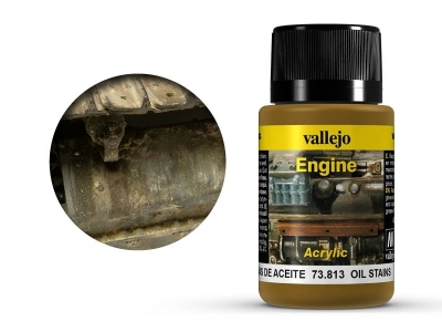 Vallejo Engine Oil Stains, 73.813, пятна и брызги масла, 40 мл