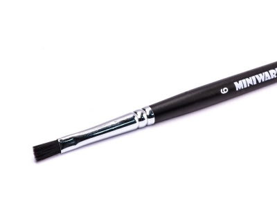 Кисть "Flat Black" плоская № 6 (6 мм), чёрная синтетика, короткая ручка