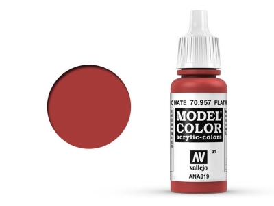 Vallejo Model Color, 70.957, Flat Red, Матовая красная, 17 мл