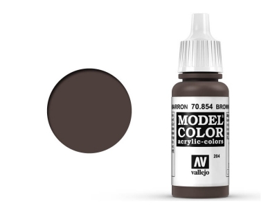 Vallejo Model Color, 70.854, Brown Glaze, Тёмно-коричневая глазурь, 17 мл