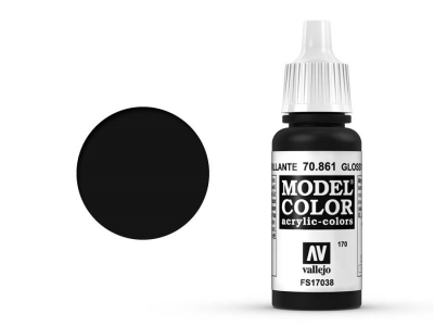 Vallejo Model Color, 70.861, Glossy Black, Глянцево-чёрная, 17 мл