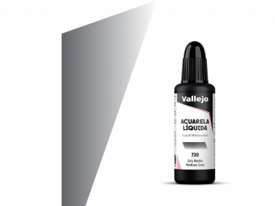 Vallejo Acuarela Liquida, 33.730, Medium Grey, Cерая, 32 мл