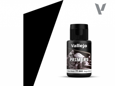 Vallejo Surface Primer Gloss Black, 77.660, Глянцевый чёрный грунт, 32 мл