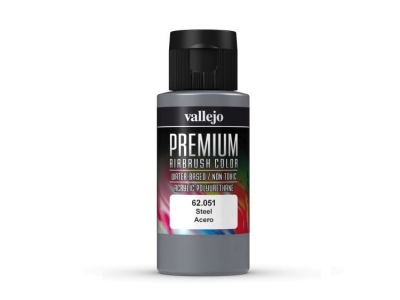 Vallejo Premium AirBrush Color, 62.051, Сталь, 60 мл