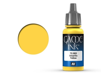 Vallejo Game Color, 72.085, Yellow Ink, Полупрозрачная жёлтая, 17 мл