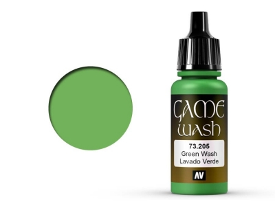 Vallejo Game Color, 73.205, Green Wash, Проливка, Зелёная, 17 мл