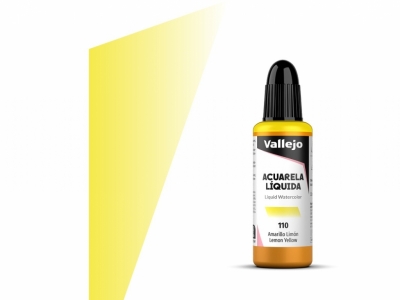 Vallejo Acuarela Liquida, 33.110, Lemon Yellow, Лимонно-жёлтая, 32 мл