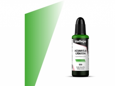 Vallejo Acuarela Liquida, 33.550, Yellow Green, Жёлто-зелёная, 32 мл