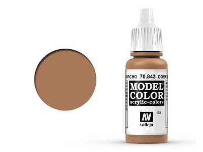 Vallejo Model Color, 70.843, Cork Brown, Пробковый коричневый, 17 мл