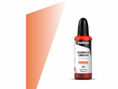 Vallejo Acuarela Liquida, 33.210, Orange Red, Оранжево-красная, 32 мл