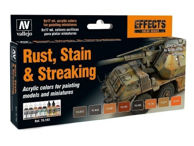 Набор красок Vallejo Rust, Stain & Streaking для кисти, 70.183