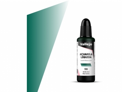 Vallejo Acuarela Liquida, 33.510, Blue Green, Голубовато-зелёная, 32 мл