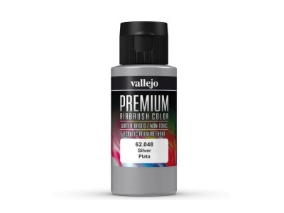 Vallejo Premium AirBrush Color, 62.048, Серебро, 60 мл