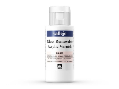 Vallejo Removable Gloss Varnish, 26.515, Обратимый глянцевый лак, 60 мл