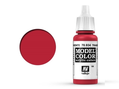 Vallejo Model Color, 70.934, Transparent Red, Прозрачная красная, 17 мл