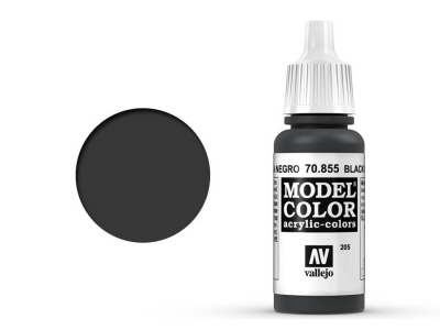 Vallejo Model Color, 70.855, Black Glaze, Чёрная глазурь, 17 мл