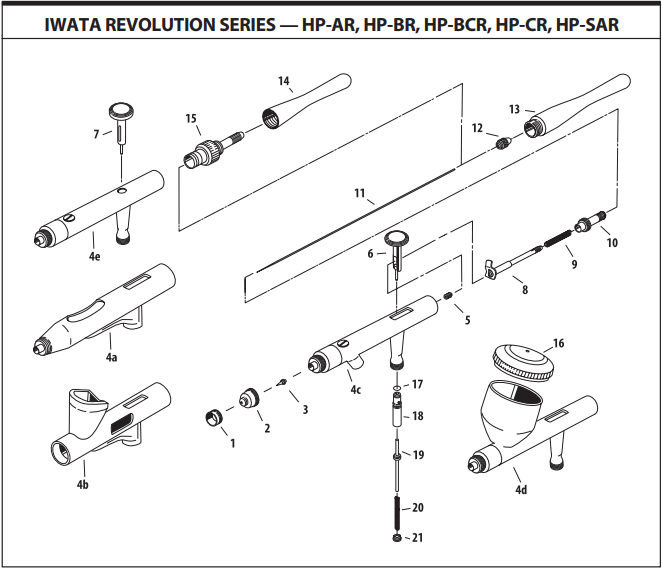 Схема аэрографа Iwata HP-BR